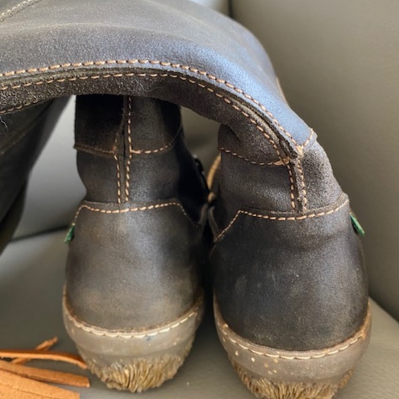 EL NATURALISTA tall leather boots US 6-6.6 (37 EU) dark brown decorative fringe - Picture 10 of 16